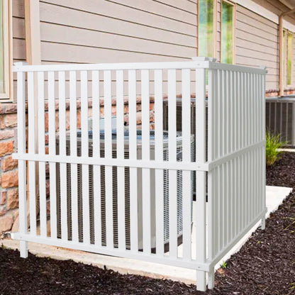 Valla para Aire Acondicionado, Panel de Vinilo Blanco para Valla de Privacidad de Cubos de Basura para Exterior, Cerramiento para Equipos de Piscina Exterior con Estacas Metálicas, (Paquete de 2)