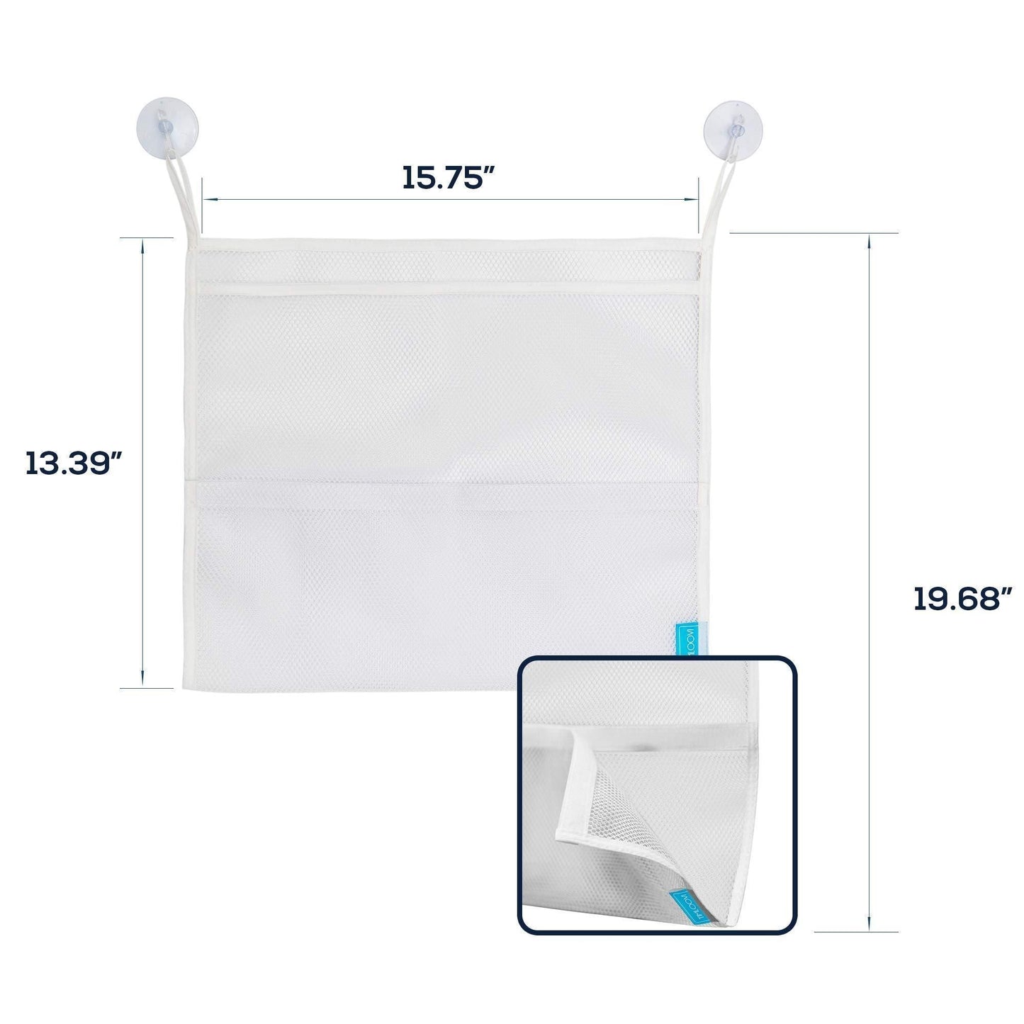 Juego de 2 organizadores de juguetes de baño de gran tamaño de 36 x 50 cm y 40 x 50 cm, bolsas de malla para juguetes de bañera de bebé, 4 ventosas fuertes, soporte para carrito de ducha de baño multiusos para niños pequeños
