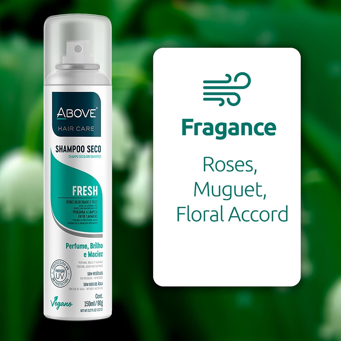 ABOVE Fresh - Champú en seco - Absorbe el exceso de grasa entre lavados - Aporta suavidad y brillo a tu cabello - No deja residuos - Previene los malos olores con notas florales y cítricas - 89,9 g