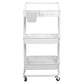 3 Tier Rolling Utility Cart Movable Storage Organizer with Mesh Baskets Lockable Wheels 360 Degree Rotatable Hanging Box Hooks Bedroom Bathroom Kitchen