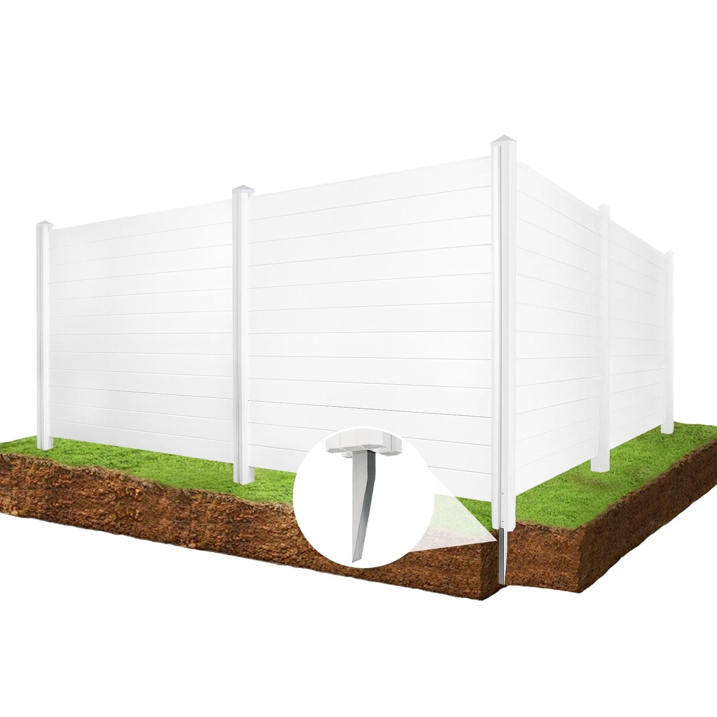 Valla para Aire Acondicionado, Panel de Vinilo Blanco para Valla de Privacidad de Cubos de Basura para Exterior, Cerramiento para Equipos de Piscina Exterior con Estacas Metálicas, (Paquete de 2)