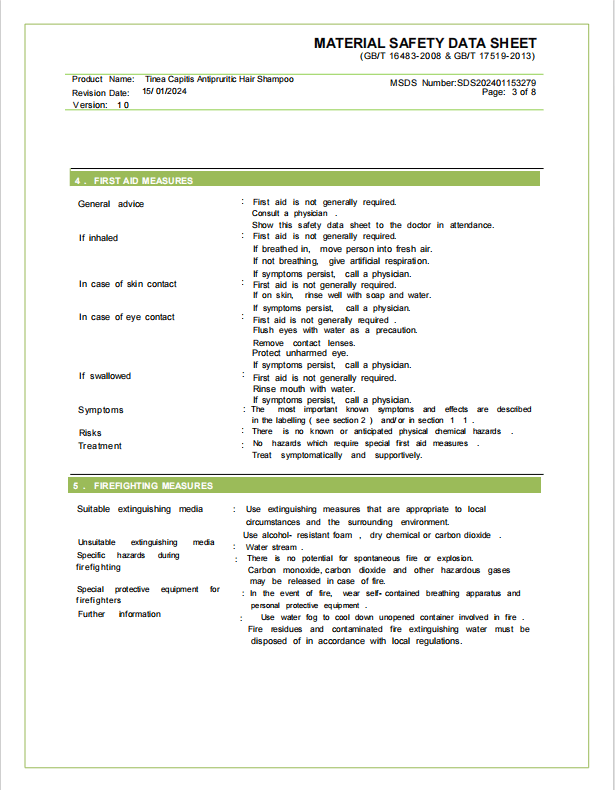 Champú anticaspa, Champú para cuero cabelludo propenso a foliculitis, dermatitis, caspa, picazón y descamación, Trata la caspa y la dermatitis seborreica, Champú antipicazón