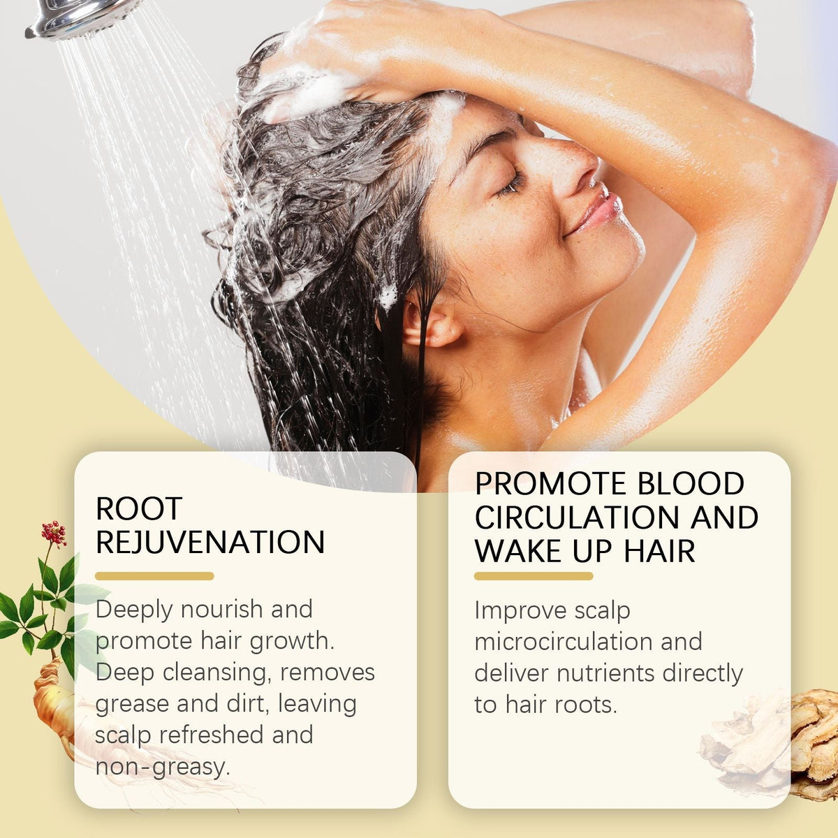 El champú OUHOE Cabello Oscuro nutre las raíces del cabello y mejora el cabello seco y encrespado en las puntas