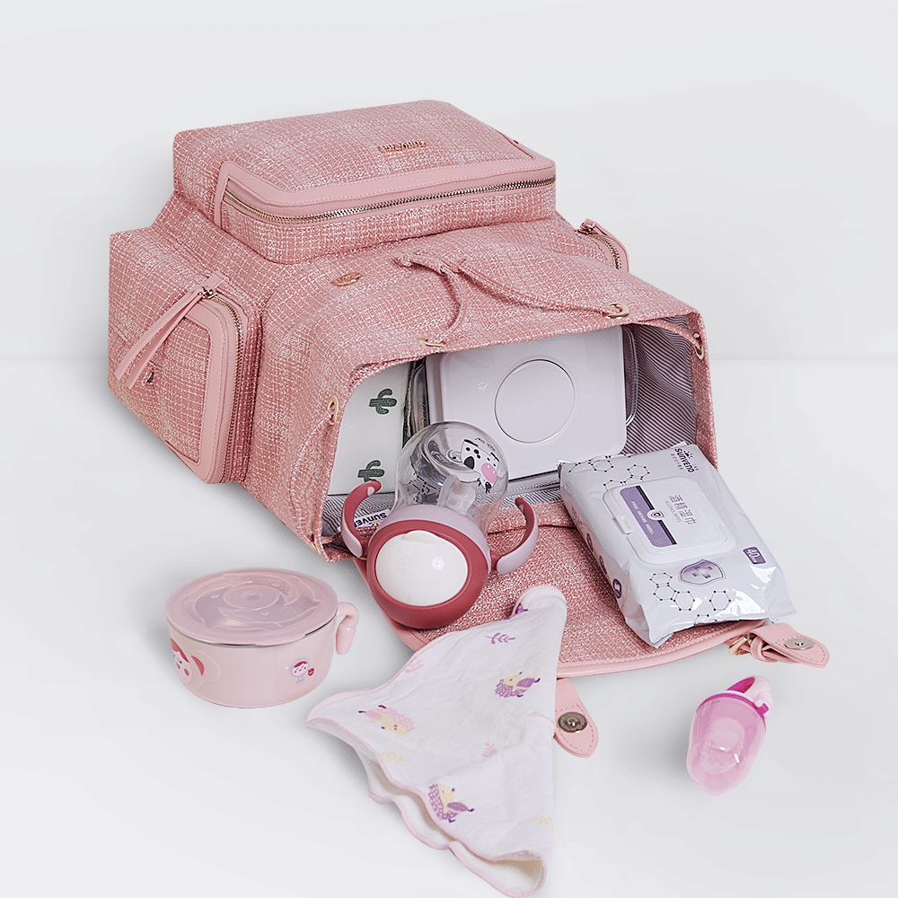SUNVENO Mochila para pañales, bolso cambiador de bebé, bolsos de tweed para pañales de bebé, multifunción, impermeable para viajes