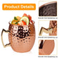 4Pcs Moscow Mule Mugs 18OZ Copper Plating Cocktail Cup Set With Straws Stainless Steel Lining Hammered Cups For Wine Beer Cocktail Cold Drinks
