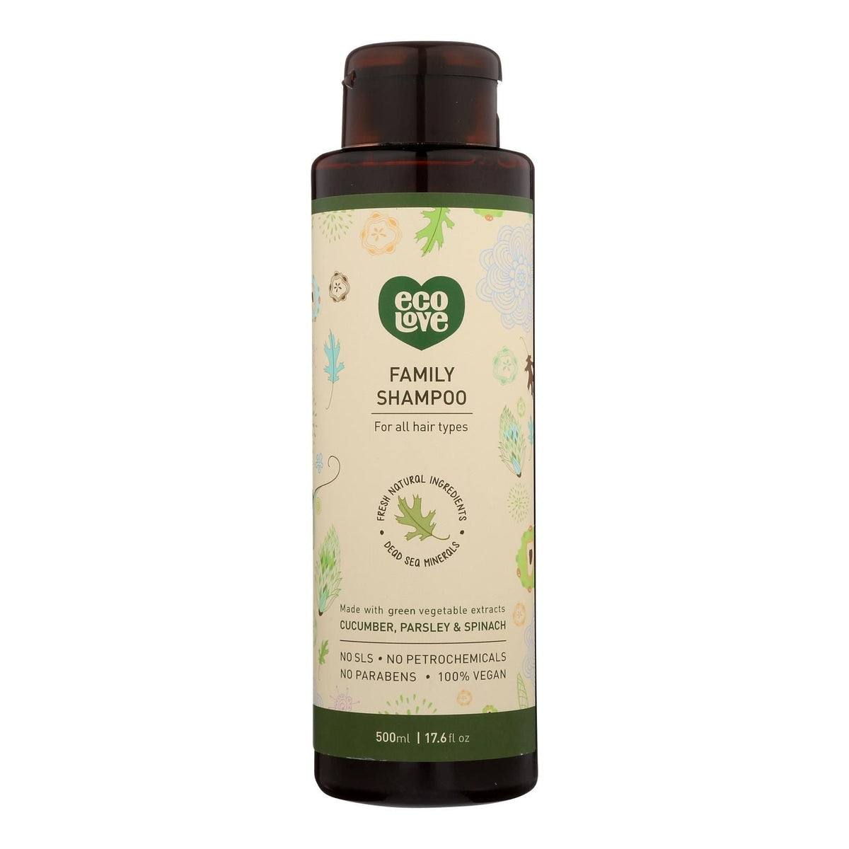 Champú Ecolove - Champú familiar de verduras verdes para todo tipo de cabello - Caja de 1 - 17,6 fl oz.