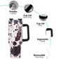 40oz 5D cowprint Insulated Tumbler With Handle And Straw Lid Portable Large Capacity water bottle, Heat preservation,304 Stainless Steel Cup For Outdoor Sports, Travel & Camping Birthday Gift