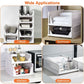 Paquete de 4 cajas organizadoras de plástico para armarios, contenedores de almacenamiento plegables, cajones apilables con riel deslizante, cesta de almacenamiento extraíble para sala de estar, dormitorio, armario, color blanco