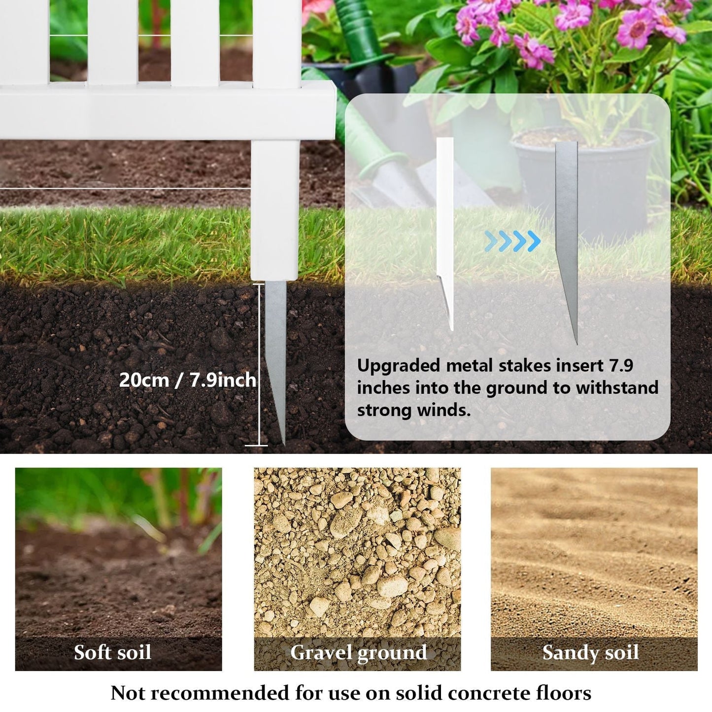 Valla para Aire Acondicionado, Panel de Vinilo Blanco para Valla de Privacidad de Cubos de Basura para Exterior, Cerramiento para Equipos de Piscina Exterior con Estacas Metálicas, (Paquete de 2)