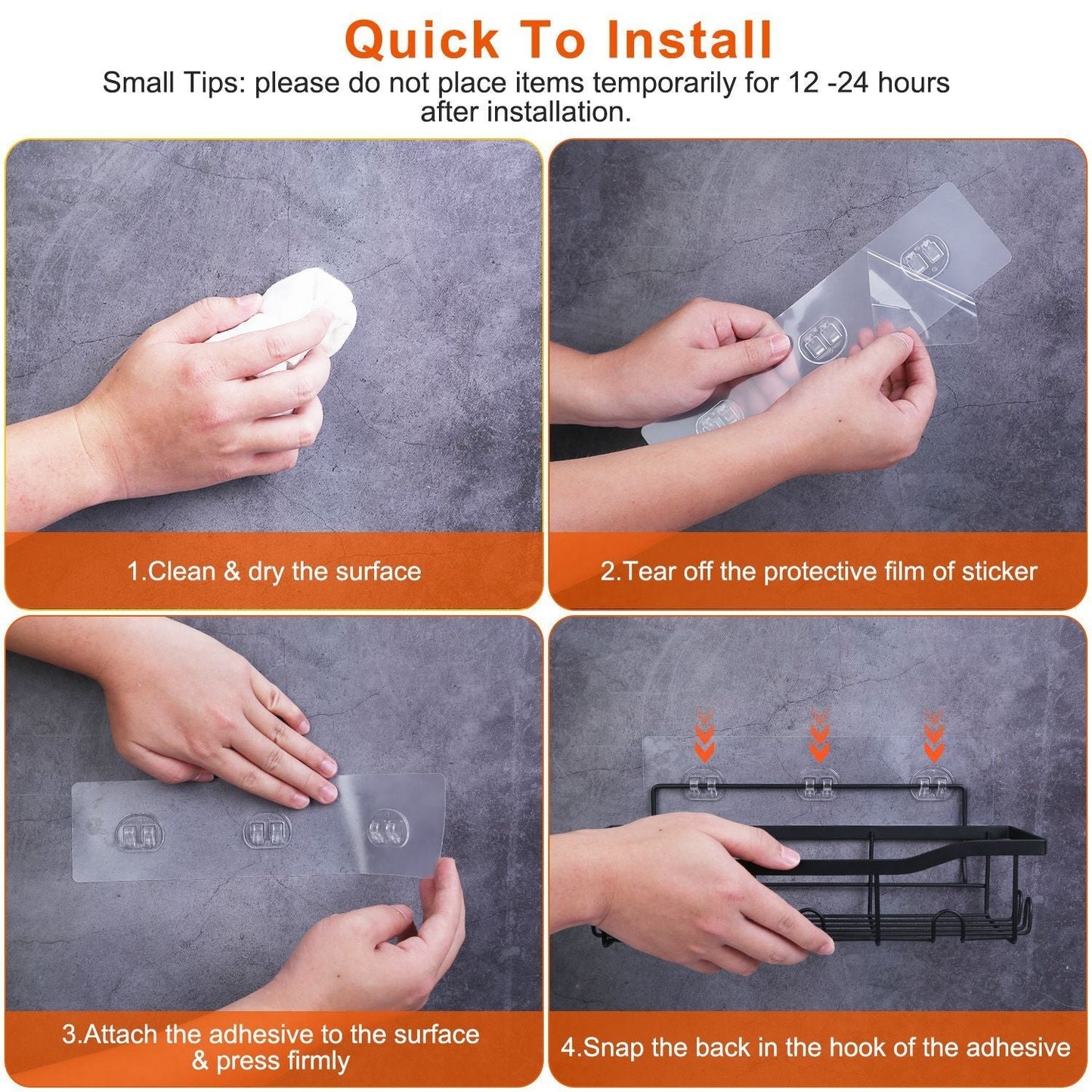 Estantes para ducha (paquete de 5) con 18 ganchos incorporados, estantes de almacenamiento a prueba de óxido para montar en la pared para baño, dormitorio, cocina, organizador de baño adhesivo para champú, cepillo de dientes y jabón