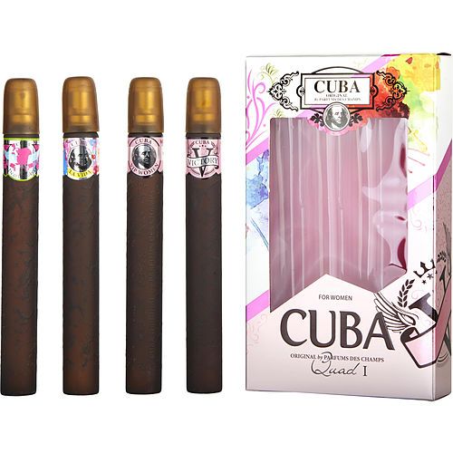 VARIEDAD CUBA por Cuba SET DE 4 PIEZAS PARA DAMA CON CUBA HEARTBREAKER & LA VIDA & VICTORY & VIP Y TODOS SON EDP SPRAY 1.17 OZ