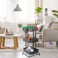 3 Tier Rolling Utility Cart Movable Storage Organizer with Mesh Baskets Lockable Wheels 360 Degree Rotatable Hanging Box Hooks Bedroom Bathroom Kitchen