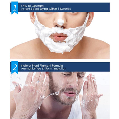 Champú Tinte para Barba para Hombres, Tinte Permanente Natural para Barba, Tiñe el Cabello en Minutos, Larga Duración, 200 ml, Cuidado Capilar Tinte Negro
