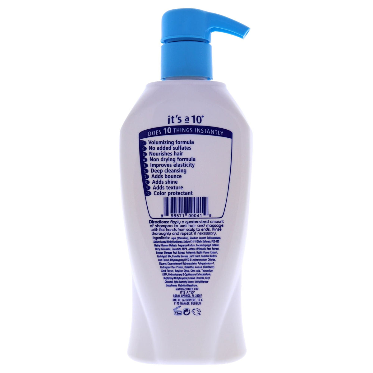 Champú voluminizador Miracle sin sulfato de Its A 10 para unisex - Champú de 10 oz