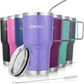 30 oz Tumbler with Handle, Stainless Steel Insulated Travel Coffee Mug with Lid and Straw, Thermal Coffee Cup for Hot&Cold Drinks, Spill Proof, Cup Holder Friendly, Dishwasher Safe, B PA F ree