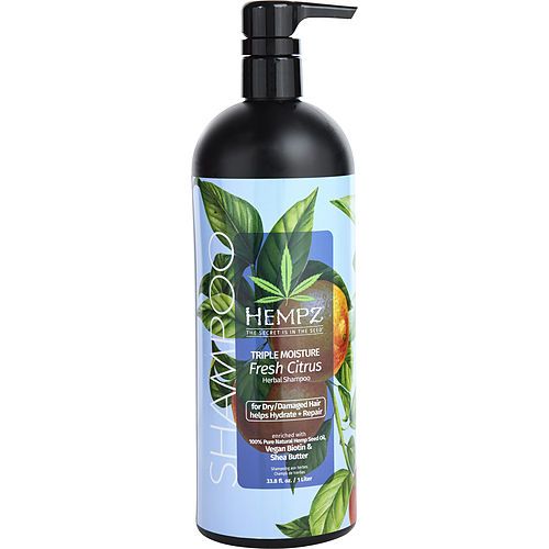 CHAMPÚ HERBAL DE TRIPLE HUMECTACIÓN CÍTRICOS FRESCOS DE HEMPZ PARA CABELLO SECO/DAÑADO 33.8 OZ