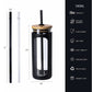 Glass Water Tumble Straw Silicone Bamboo Lids Iced Coffee Cup Bottle Reusable