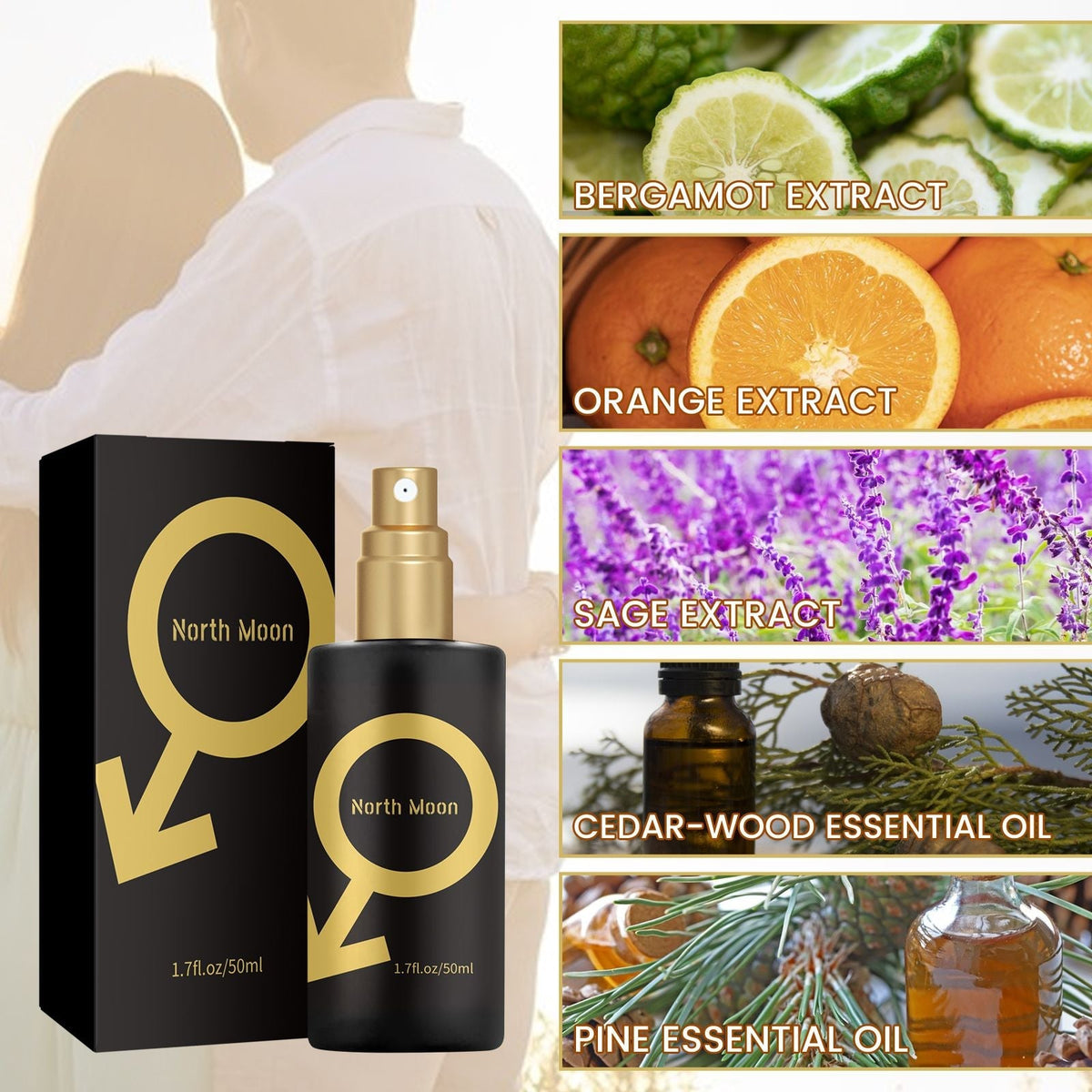Perfume North Moon Fragancia fresca y eliminación de olores, perfume duradero de nicho ligero para citas de pareja, ambiente.