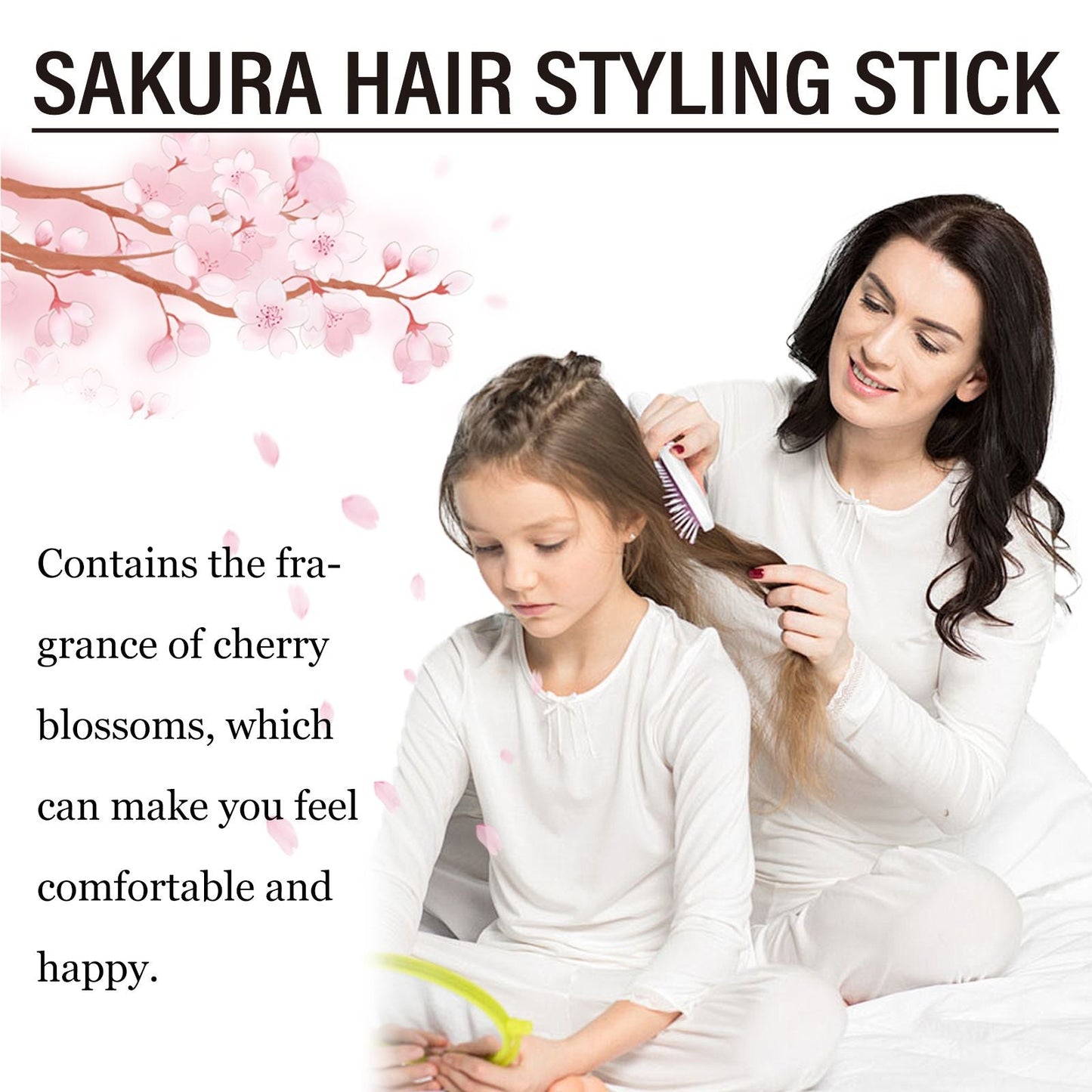 Wiieey Cherry Blossom Hair Stick, permanente y rizos, tratamiento capilar hidratante y suavizante para eliminar el encrespamiento