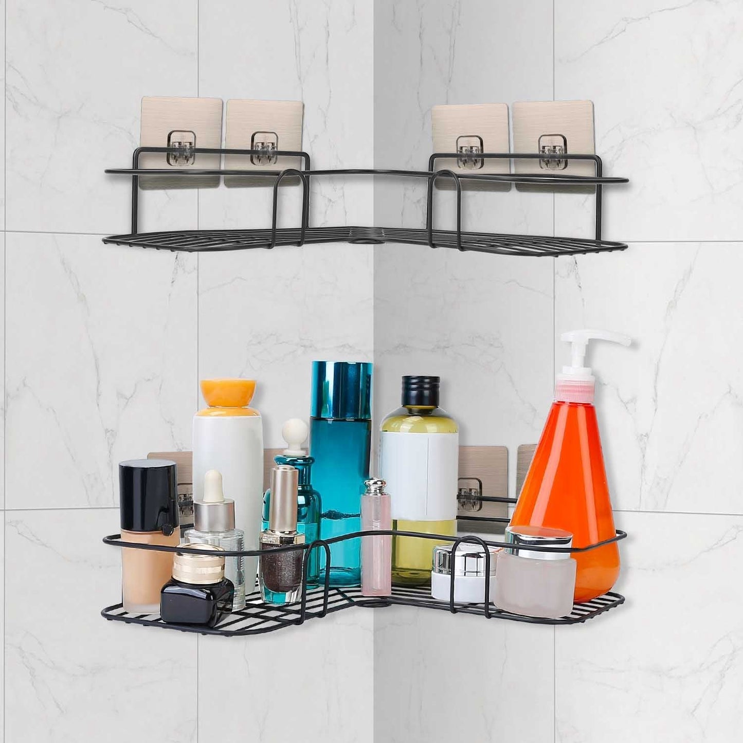 2 estantes esquineros para ducha, canasta de montaje en pared, soporte para champú de baño, organizador de almacenamiento