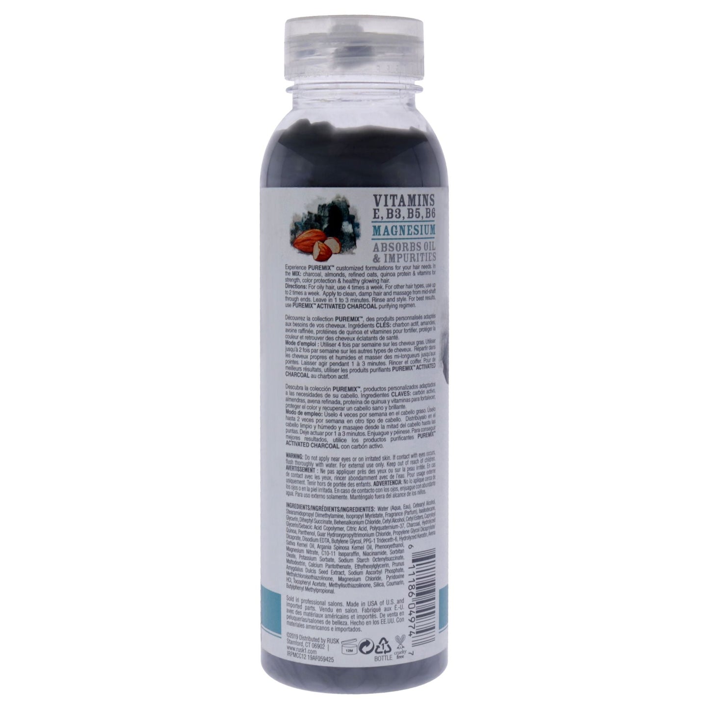 Acondicionador purificante Puremix Activated Charcoal de Rusk para Unisex - Acondicionador de 355 ml