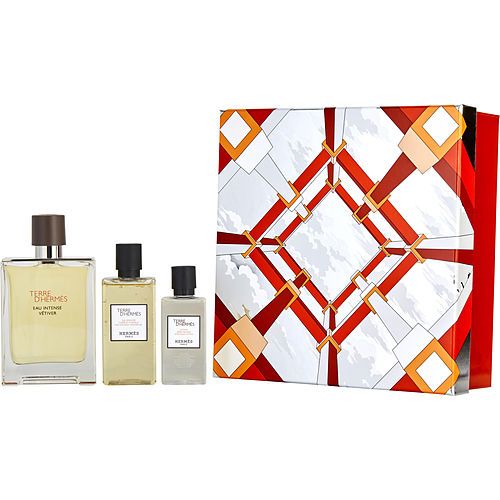 TERRE D'HERMES EAU INTENSE VETIVER de Hermes EAU DE PARFUM VAPORIZADOR 3.3 OZ & LOCIÓN PARA DESPUÉS DEL AFEITADO 1.35 OZ & GEL PARA CABELLO Y DUCHA 2.8 OZ