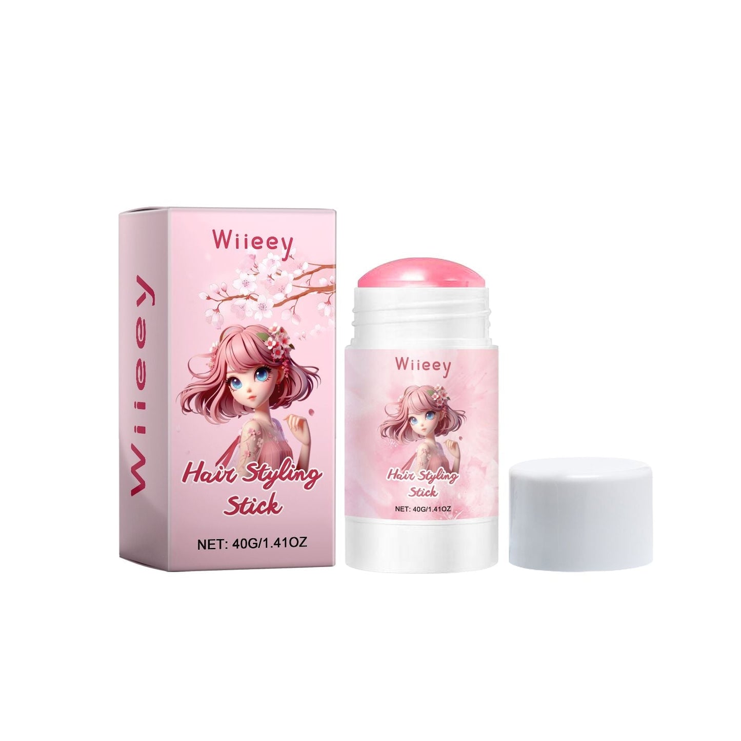 Wiieey Cherry Blossom Hair Stick, permanente y rizos, tratamiento capilar hidratante y suavizante para eliminar el encrespamiento