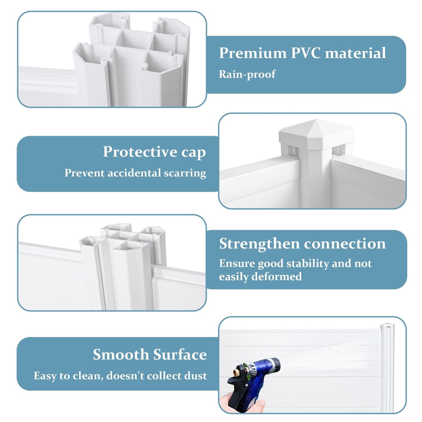 Valla para Aire Acondicionado, Panel de Vinilo Blanco para Valla de Privacidad de Cubos de Basura para Exterior, Cerramiento para Equipos de Piscina Exterior con Estacas Metálicas, (Paquete de 2)