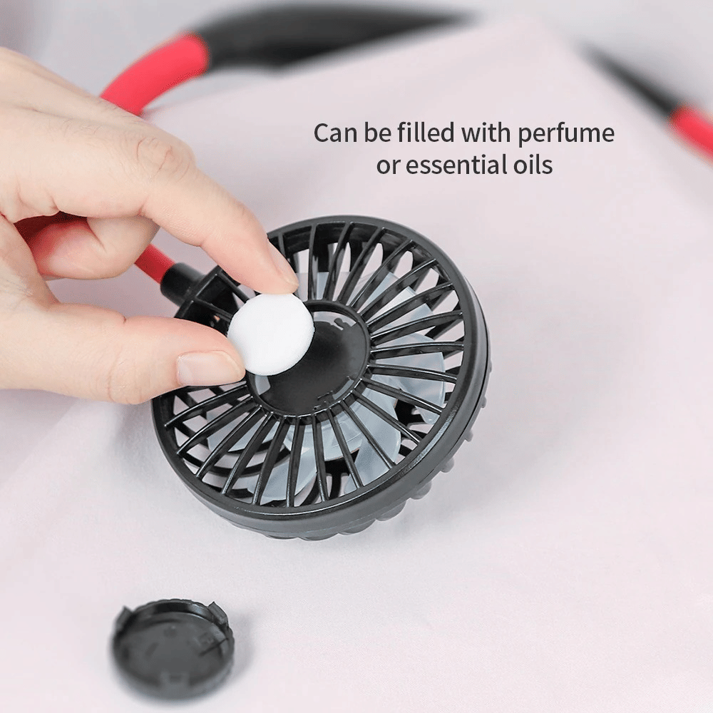 Mini ventilador portátil de cuello colgante con banda para el cuello recargable por USB, doble ventilador, aire acondicionado, enfriador, difusor de aroma colorido, ventilador eléctrico de escritorio para habitación XH