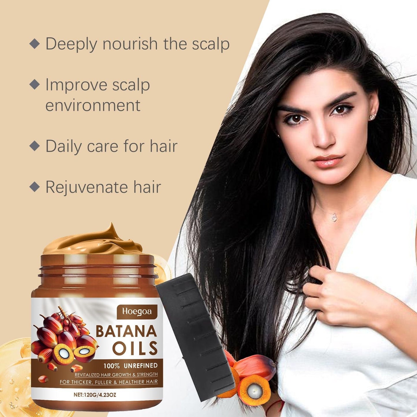 Hoegoa Batana Oil Crema para el cuidado del cabello Cuidado capilar Mejora la calidad del cabello Nutre el cuero cabelludo Mascarilla capilar de aceite de Batana