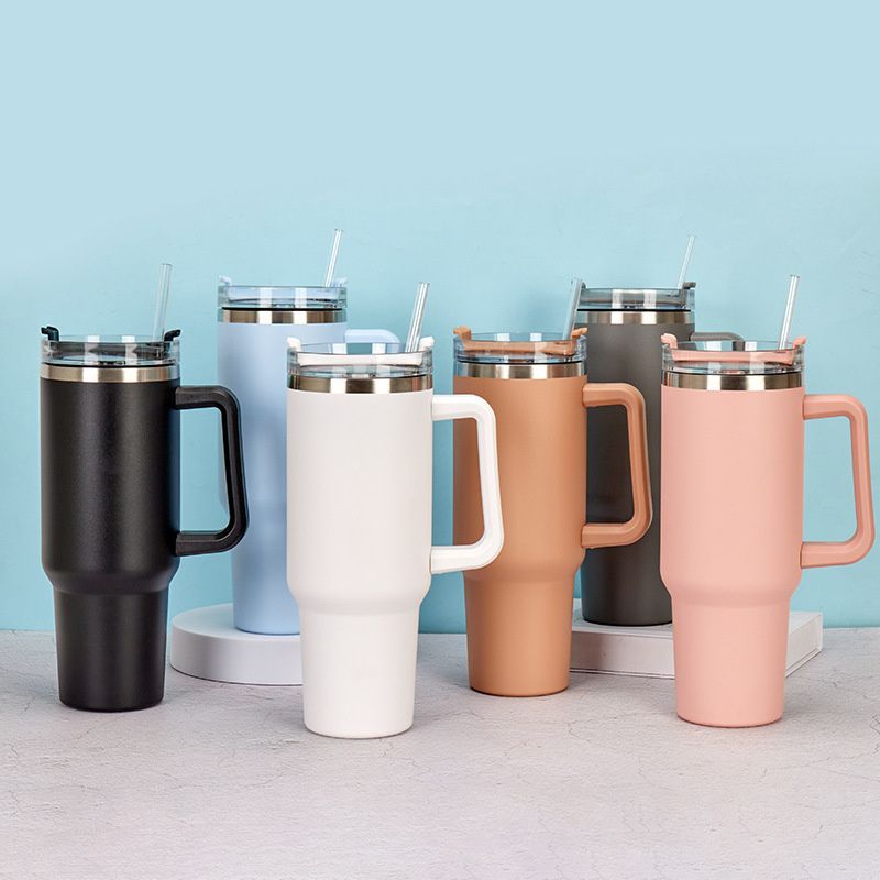 40oz Adventure Quencher Tumbler T hermos Vacuum Cups With Handle Stainless Steel Travel Water Cup Stay Ice Cold Car Coffee Mug