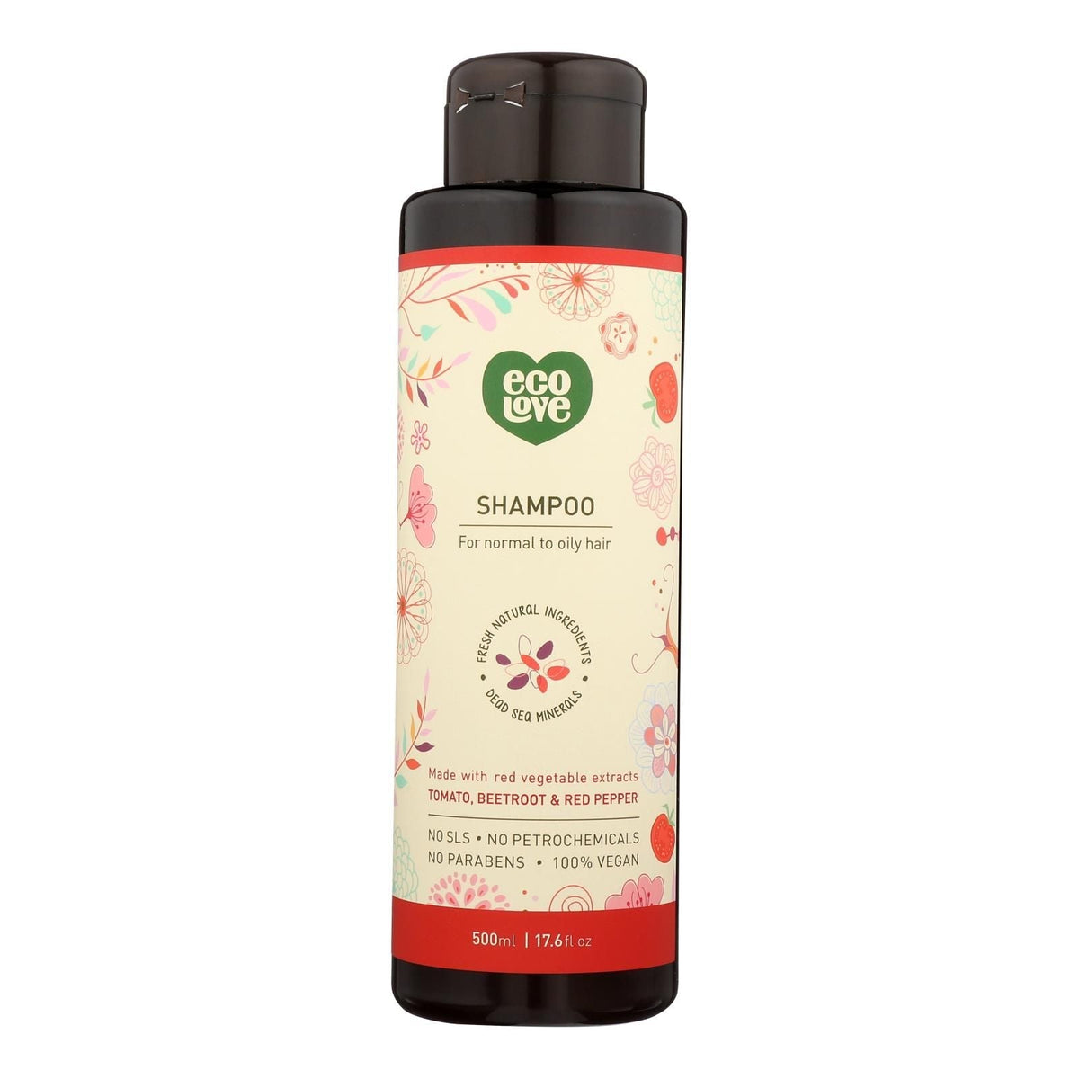 Champú Ecolove - Champú de Verduras Rojas para Cabello Normal a Graso - Caja de 1 - 17.6 Fl Oz.