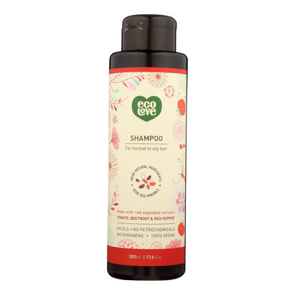 Champú Ecolove - Champú de Verduras Rojas para Cabello Normal a Graso - Caja de 1 - 17.6 Fl Oz.