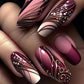 LOPMNGHT 24 Uñas Postizas de Presión de Longitud Media Forma de Ballet Rojas Francesas con Diseño de Líneas Brillo Uñas Artificiales Adhesivas Cubierta Completa Uñas Acrílicas Tipo Ataúd Reutilizables con Pegamento para Mujeres
