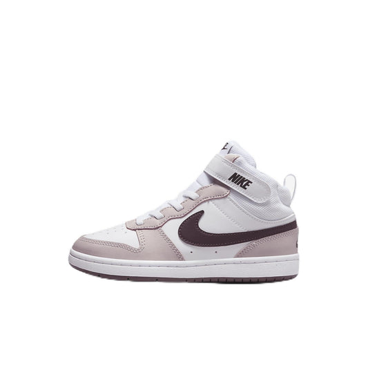 Zapatillas Nike Court Borough Mid 2 para niños pequeños (CD7783-118 Blanco/Violeta Platino/Borgoña Crush) Talla 1