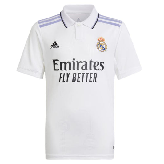 adidas Camiseta de Local Real Madrid 22/23 de Fútbol para Jóvenes (as1 Alpha x_l Regular Juvenil Extra Grande) Blanco