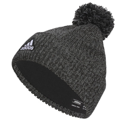 adidas Gorro Beanie Recon Ballie para hombre Ajuste estándar con vuelta Forro polar Sombrero/gorra de punto de invierno con pompón Negro Onix Gris/Negro/Blanco