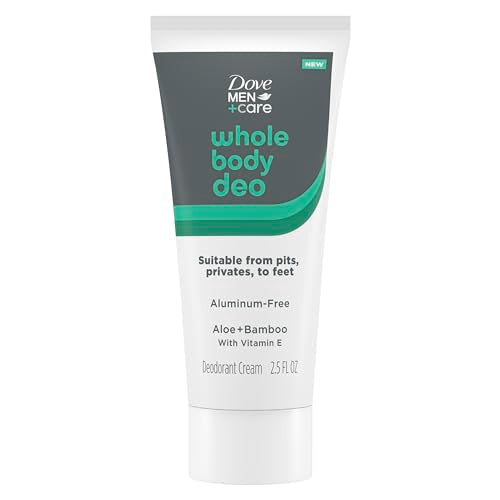 DOVE MEN + CARE Desodorante en crema sin aluminio para todo el cuerpo Aloe + Bambú Apto para axilas, zonas íntimas y pies 2.5 fl oz