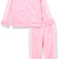 adidas Little Girls Zip Front Classic Tricot Jacket and Joggers Set Light Pink 6X