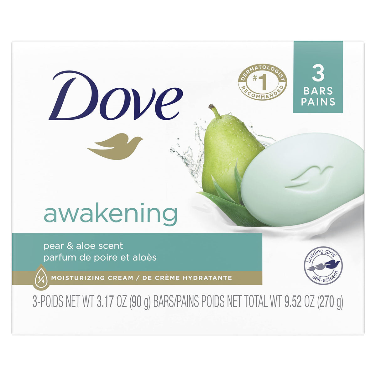 Dove Beauty Bar Limpiador suave para la piel Humectante 3.17oz 3 barras