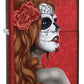 Encendedor de bolsillo Zippo Día de Muertos Chica Manzana Roja Caramelo