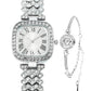 ADSBIAOYE Moda Lujo Vintage Diamante Cuadrado Reloj Esfera Digital Cuarzo Reloj de Mujer (Plata C)