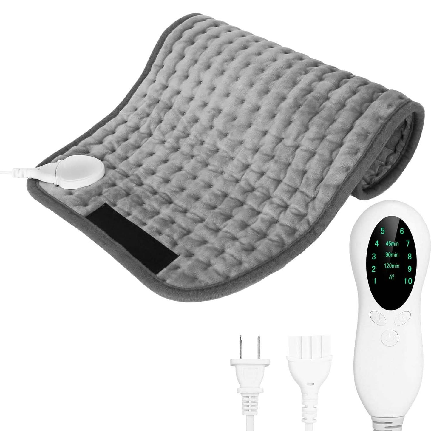 Manta térmica eléctrica para espalda, abdomen y hombros con 10 temperaturas ajustables y temporizador inteligente