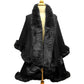 Elegant 2 Row Faux Fur Trim Knit Poncho Ruana