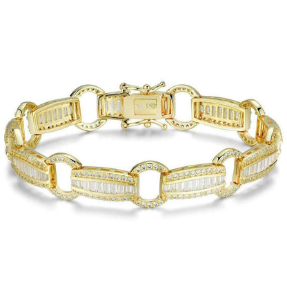 Elegante pulsera de tenis de cristal con eslabones tipo baguette