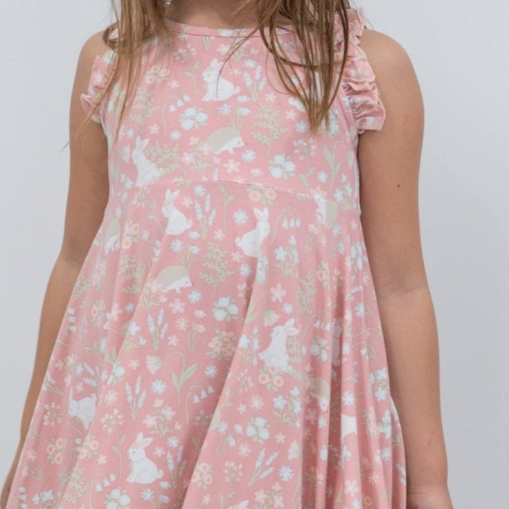 Vestido cruzado de Emma de conejito rosa floral