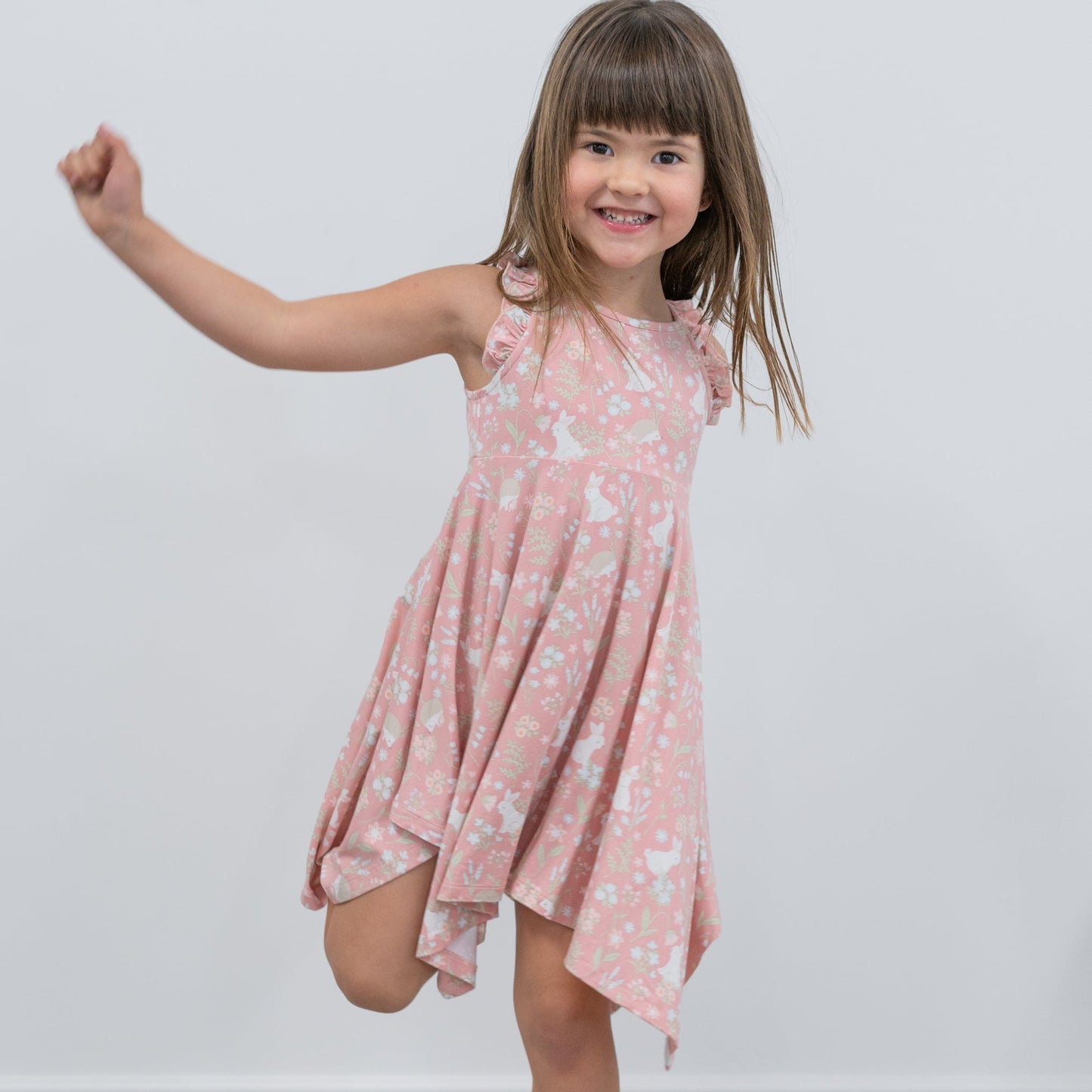 Vestido cruzado de Emma de conejito rosa floral