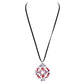 Enamel Aztec Pattern Pendant Leather Long Necklace Earrings