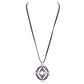 Enamel Aztec Pattern Pendant Leather Long Necklace Earrings