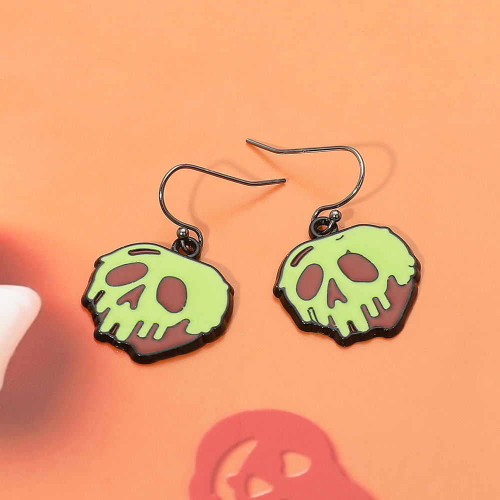 Enamel Dripping Halloween Skull Dangle Earrings